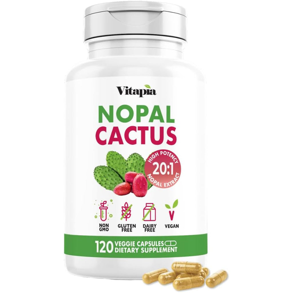 Vitapia Nopal Cactus Extract for Antioxidant, Skin, Metabolism, Wellness, Heart Health Support - 120 Veggie Capsules - Non GMO, Gluten Free Supplement