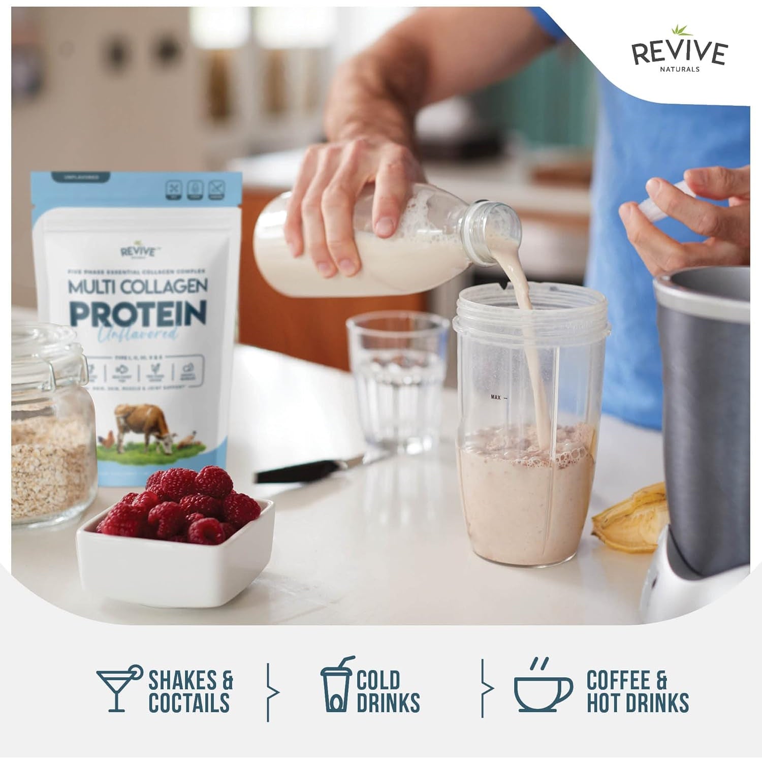 Multi Collagen Hydrolyzed Protein Powder (16Oz) - Types I, II, III, V & X - Grass Fed Bovine (Peptan®), Wild Caught Marine, Free Roaming Chicken & Eggshell Collagen Peptides, Non-Gmo, GF.