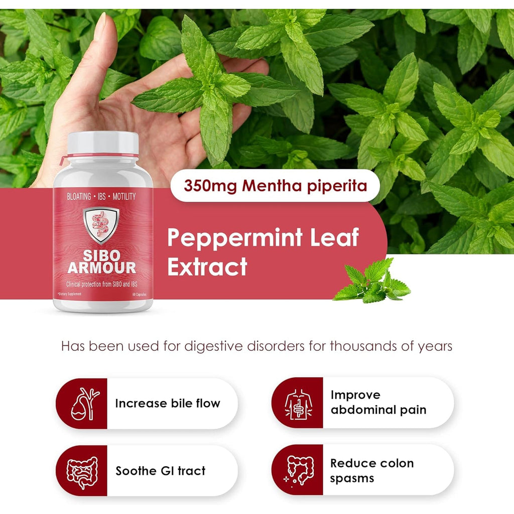 SIBO | IBS Relief (Clinical Grade Treatment) Bloating, Diarrhea, Leaky Gut, Gas | Delayed Release Peppermint | Supplement Effective on Irritable Bowel Syndrome & Small Intestine Bacteria Overgrowth