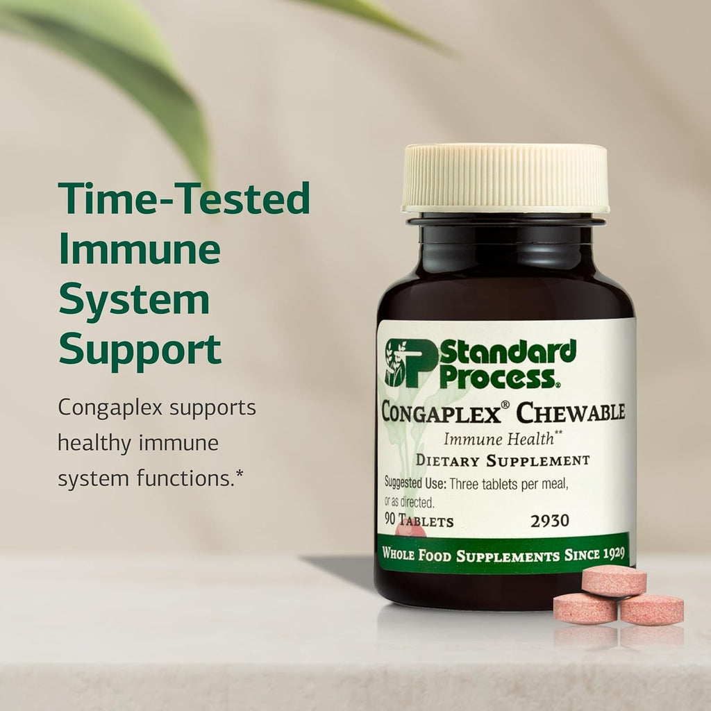 Standard Process Congaplex Chewable - Supplement for Immune System Support with Vitamin a - Supports Thymus Gland & Protein Synthesis - Non-Dairy & Non-Soy - 90 Tablets (30 Servings)