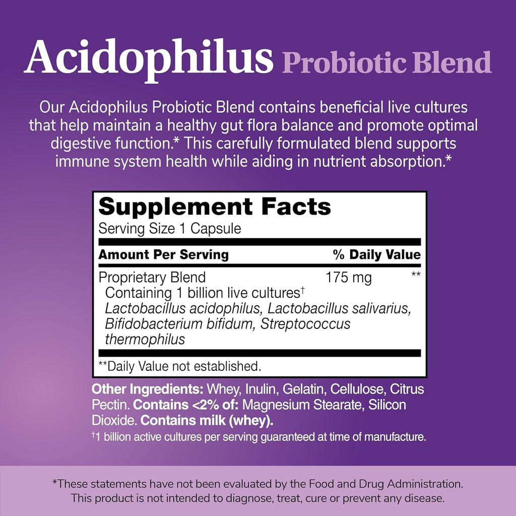 21St Century Acidophilus Probiotic Blend Capsules (100 Count), Daily Probiotic Supplement with Lactobacillus Acidophilus, Supports Digestive Health & Immune System, Non-Gmo, Gluten-Free