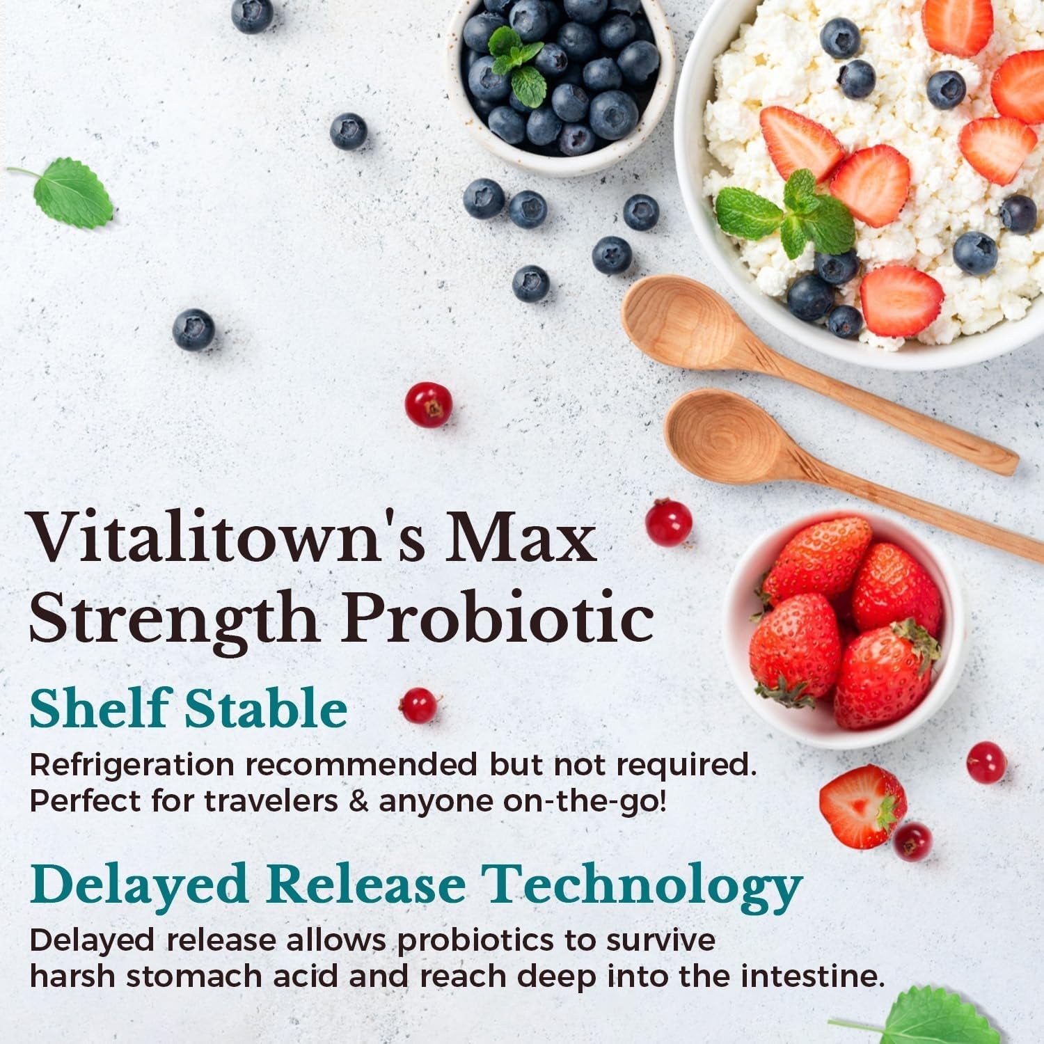 VITALITOWN Probiotics 120 Billion Cfus | 36 Strains, with Prebiotics & Digestive Enzymes for Men Women | Shelf Stable | Digestive Health & Immune Support | Vegan, Non-Gmo | 30 Delayed Release Veg Caps