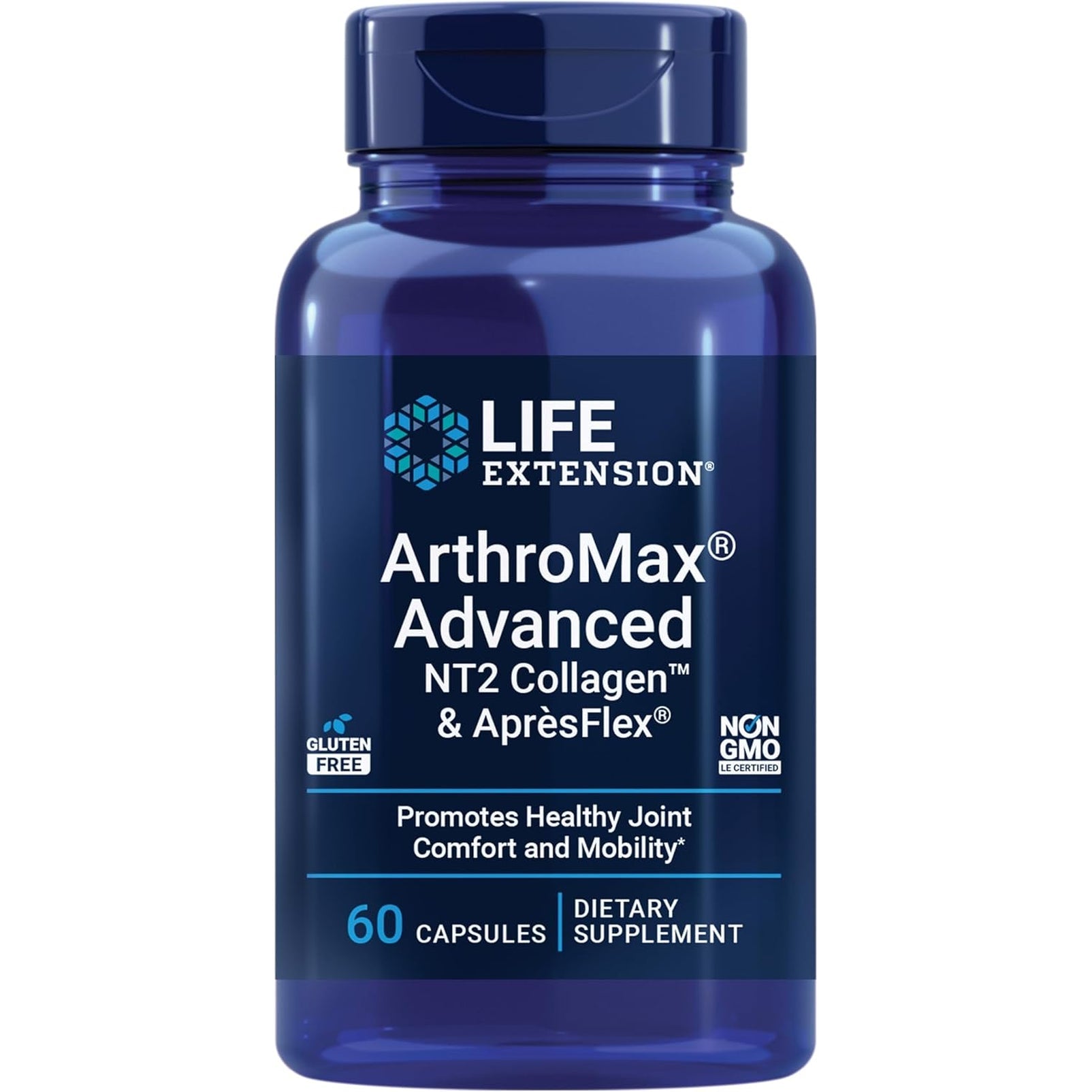 Life Extension Arthromax® Advanced NT2 Collagen™ & Aprèsflex®, Glucosamine Sulfate, Boswellia (Indian Frankincense), Joint Health, Mobility, Gluten-Free, Non-Gmo, 60 Capsules