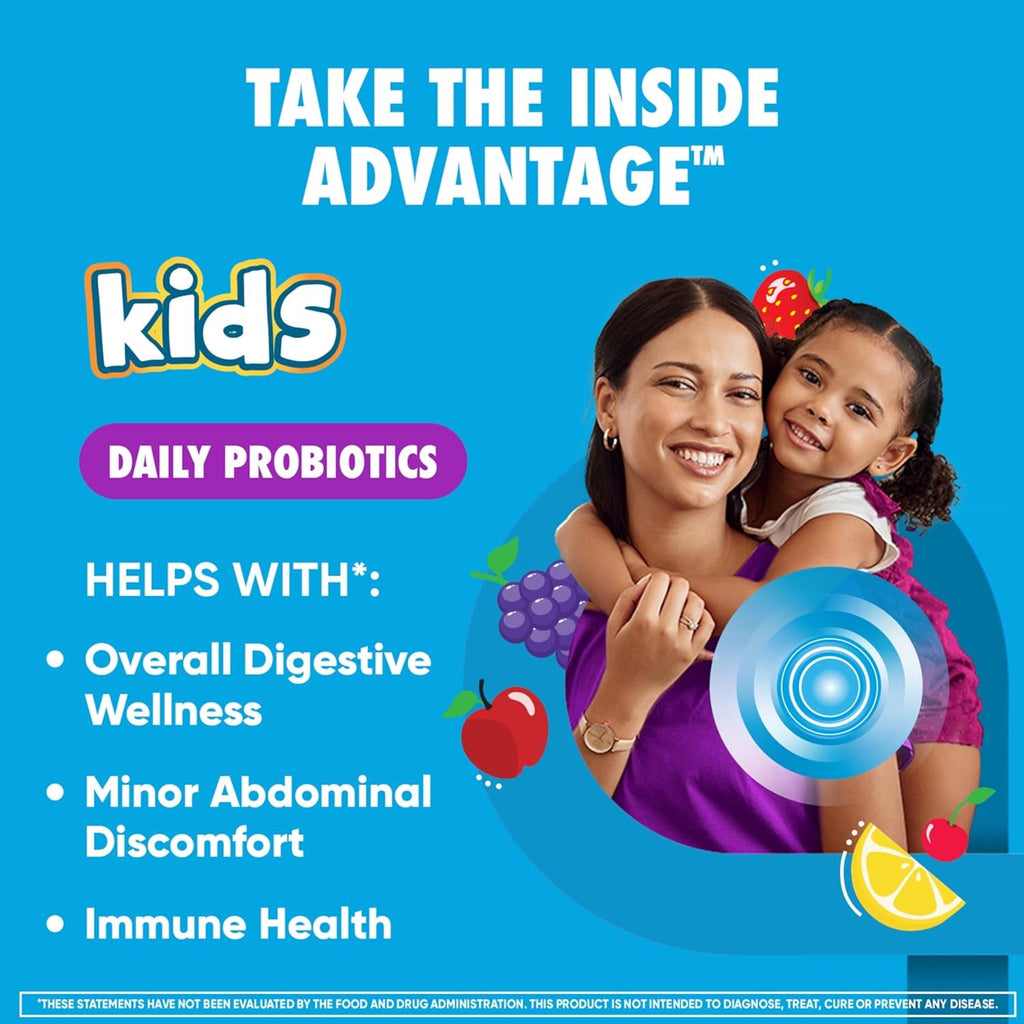 Digestive Advantage Daily Probiotic Gummy for Kids, Multi, Natural Fruit Flavours, 80.0 Count
