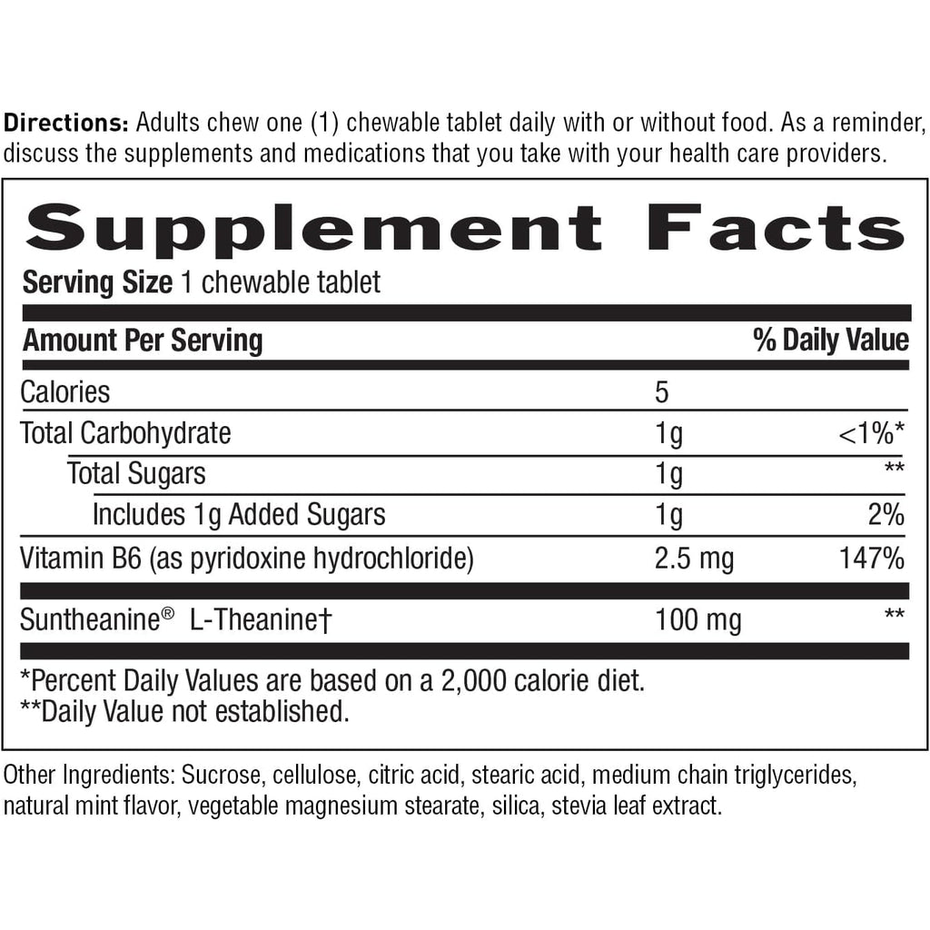 Country Life L-Theanine Fast-Acting 100Mg, 60 Chewable Tablets, Mint- Flavored, Certified Gluten Free, Certified Vegan