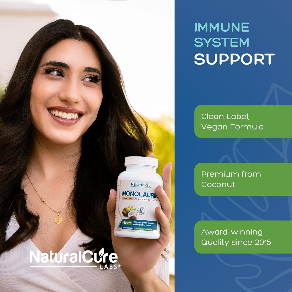 Natural Cure Labs Premium Monolaurin – 600Mg, 100 Capsules