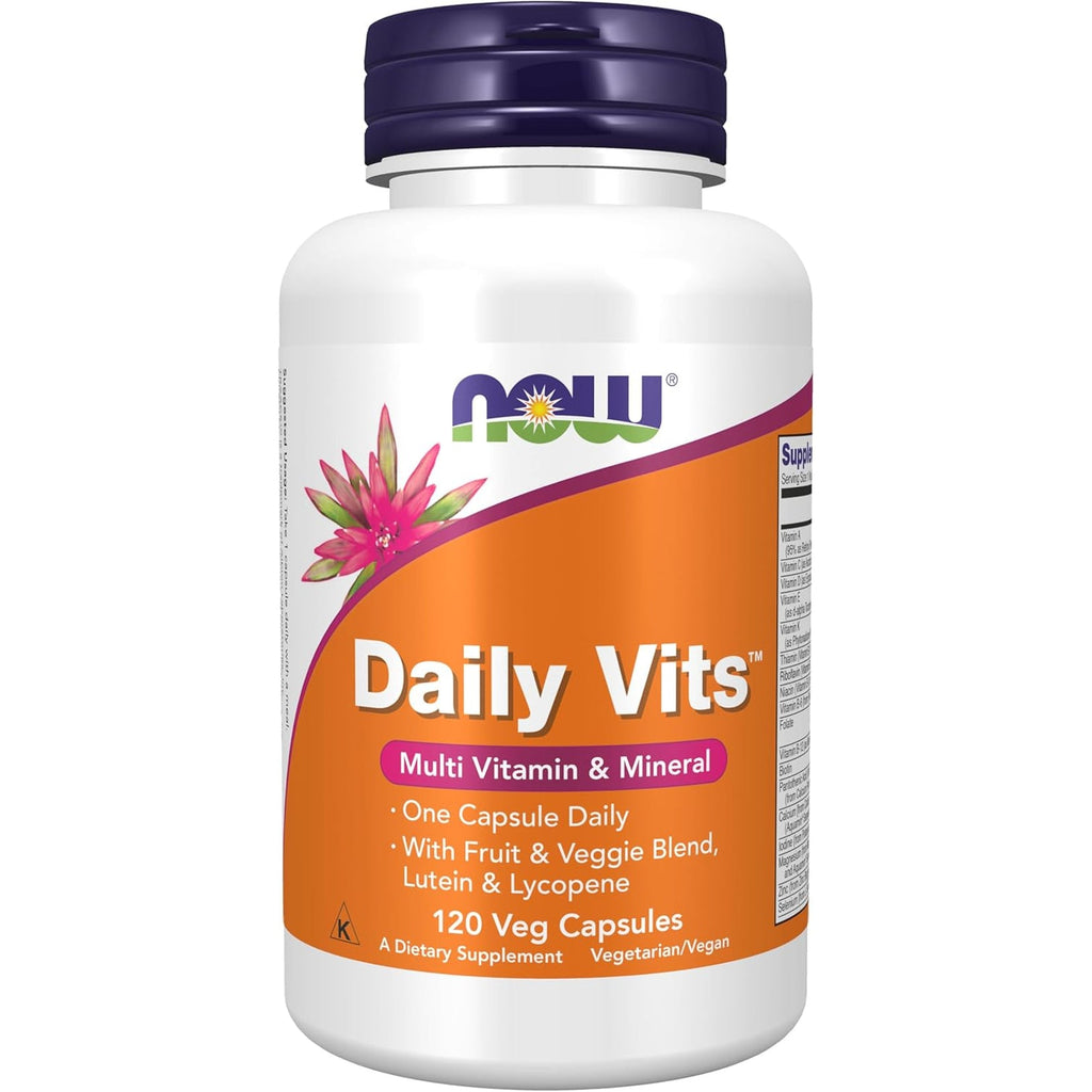 NOW Foods Supplements, Daily Vits™ with Fruit & Veggie Blend, Lutein and Lycopene, 120 Veg Capsules