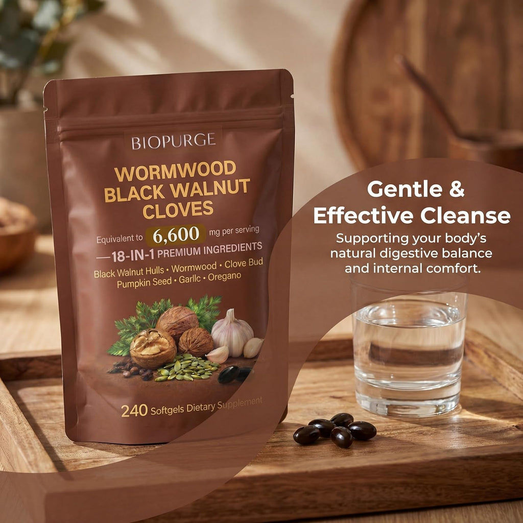 BIOPURGE Wormwood Black Walnut Softgels – 18-In-1 Premium Herbal Complex, with Clove, Garlic, Turmeric, Pumpkin Seed, Oregano, Berberine, Digestive & Gut Balance Support