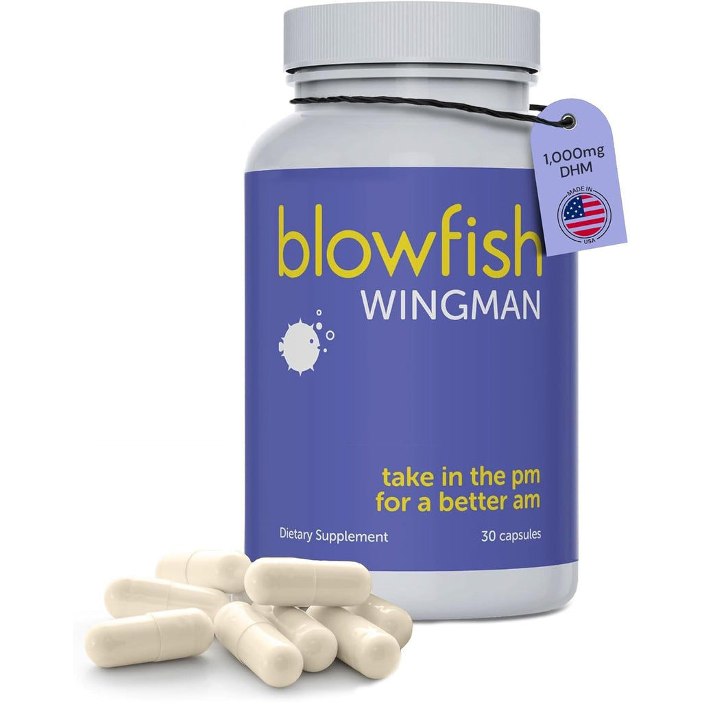 Blowfish Wingman | Supplement with DHM + L-Cysteine + Electrolytes | Feel Better after Drinking | Pre-Alcohol Liver Support & Hydration