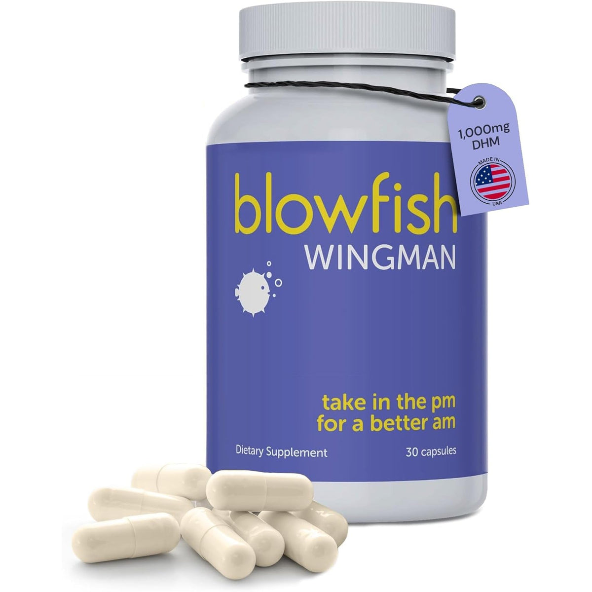 Blowfish Wingman | Supplement with DHM + L-Cysteine + Electrolytes | Feel Better after Drinking | Pre-Alcohol Liver Support & Hydration