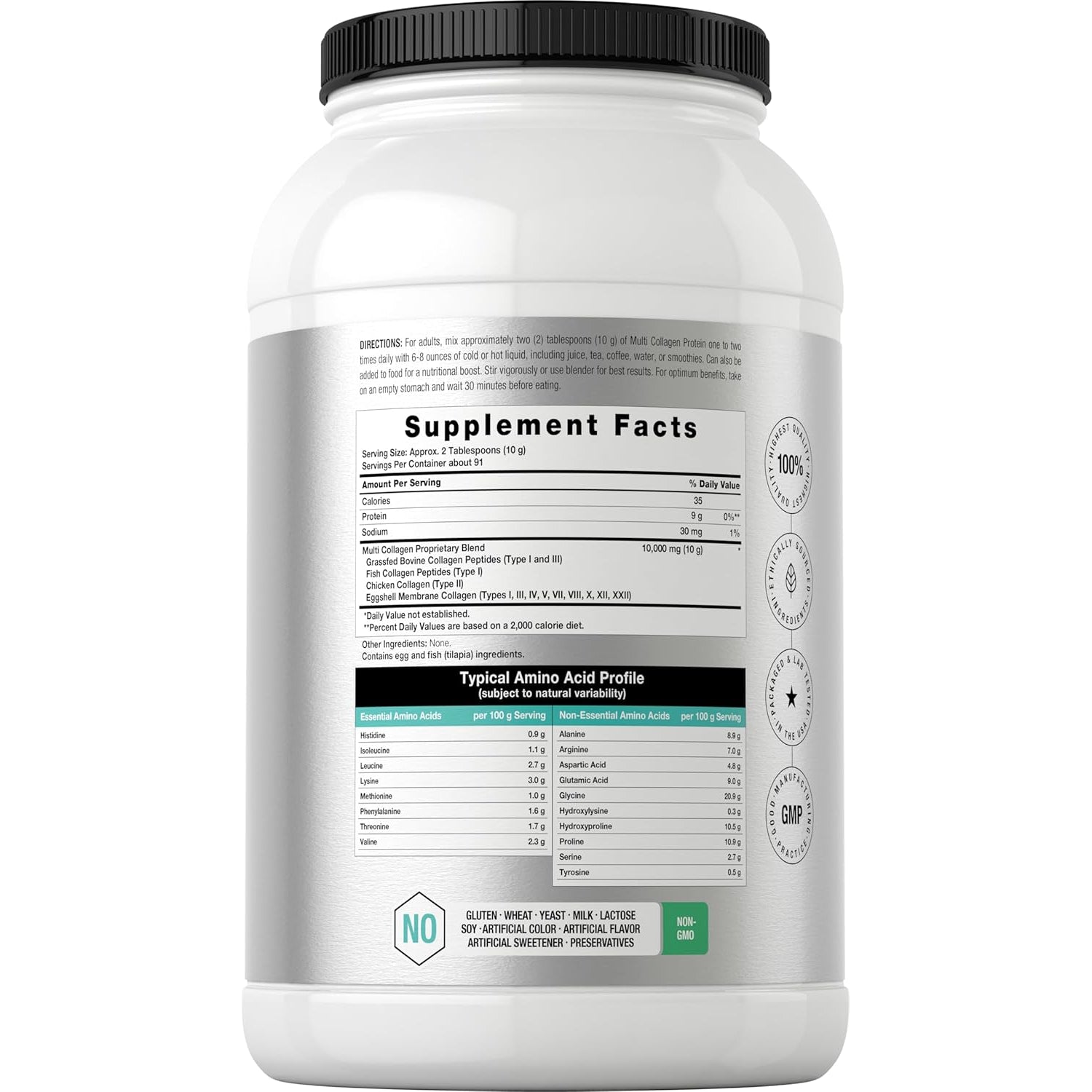 Horbaach Multi Collagen Protein Powder 32 Oz | Types I, II, III, IV, V, VII, VIII, X, XII, and XXII | Grassfed Collagen Peptides | Keto & Paleo Friendly | Unflavored & Gluten Free