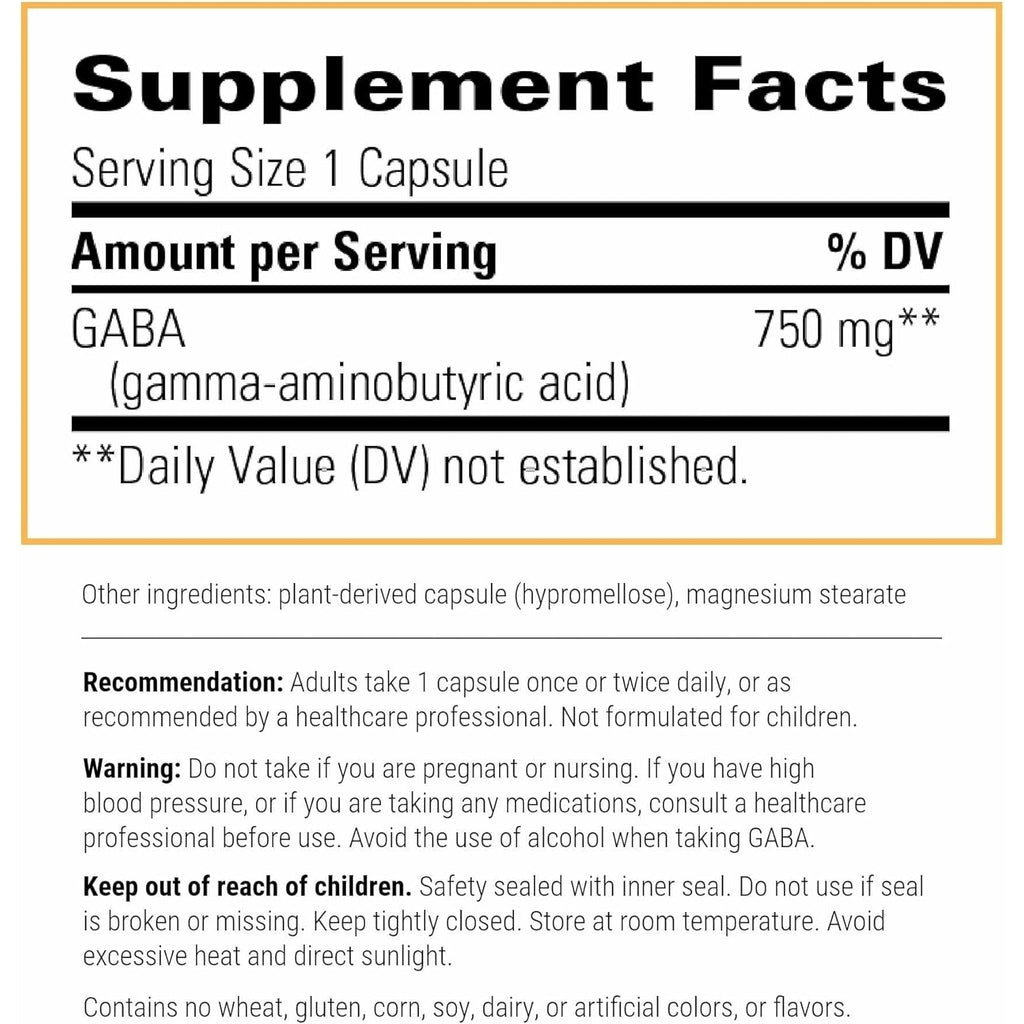 Integrative Therapeutics GABA - Brain Health Supplement That Supports Nerve Cell Function* - Support Neurochemical Balance & Neurotransmitter Production* - Dairy-Free - 60 Capsules (60 Servings)