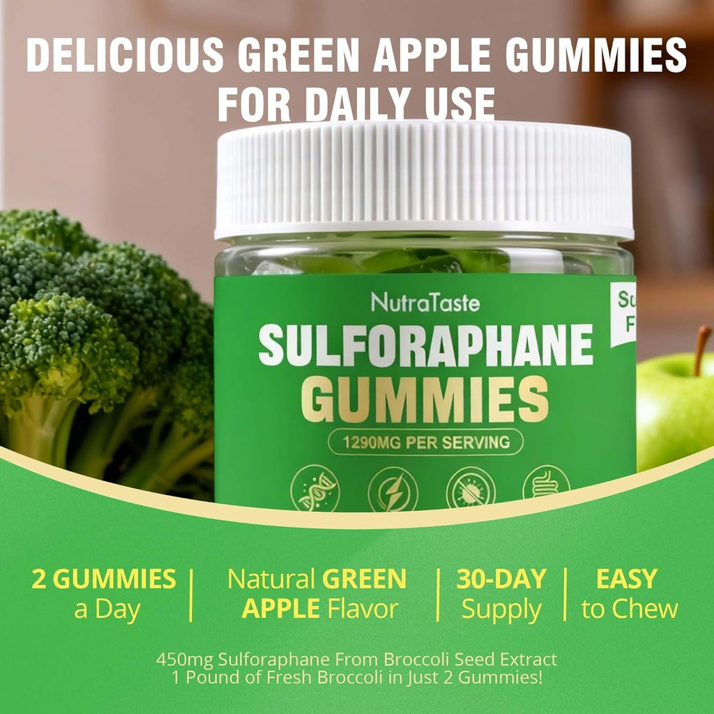 Liposomal Sulforaphane Supplement 450Mg | Broccoli Sprout & Seed Extracts, Glucoraphanin, Myrosinase, Glutathione & Sunflower Lecithin | Antioxidant Detox & Cellular Health | Sugar-Free, 60 Gummies