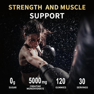 Creatine Monohydrate Gummies 5000Mg for Men & Women - Sugar Free Pre-Workout Supplement, Chewables for Muscle Strength, Muscle Builder, Energy Boost, Mixed Berry Flavor, 120 Count