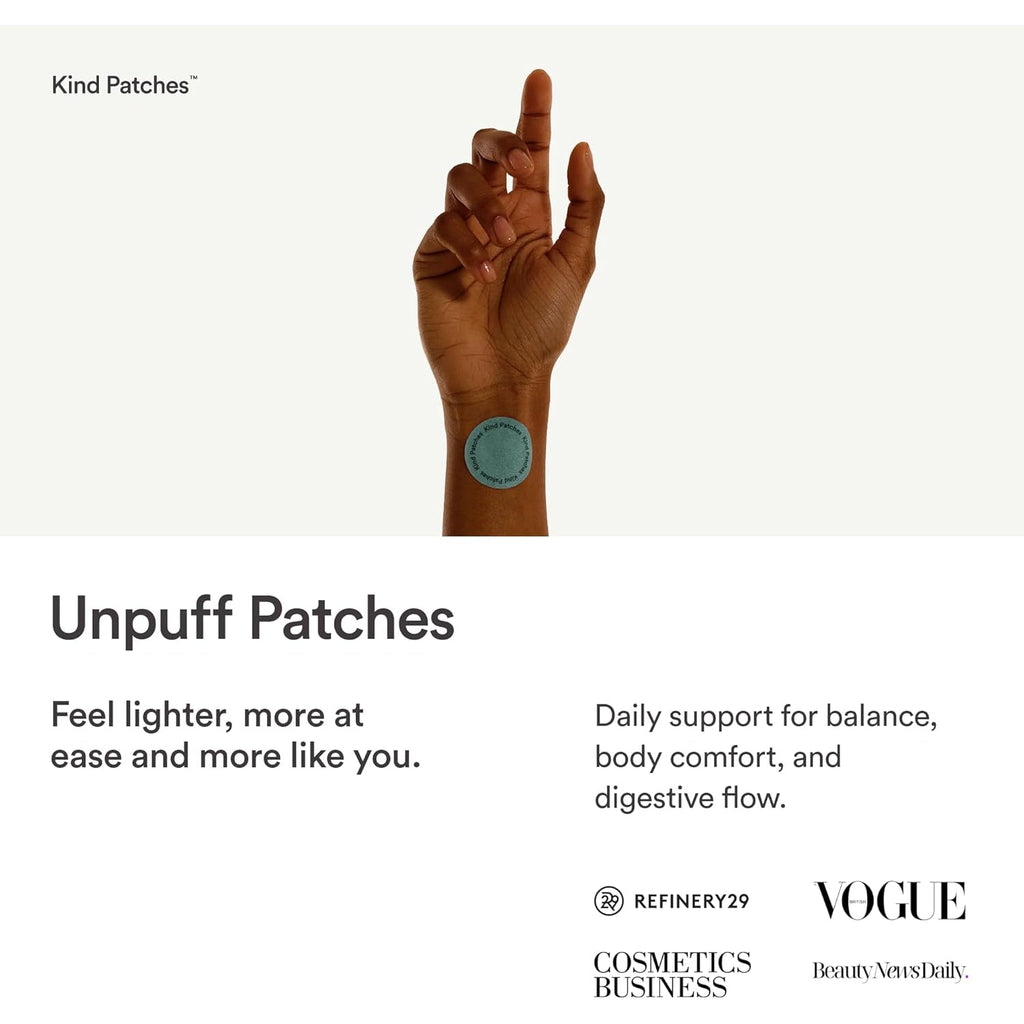 Kind Patches Unpuff Patches with Dandelion Root, Fennel, Artichoke, Ginger, and Turmeric Extract - Vegan - 30 Count