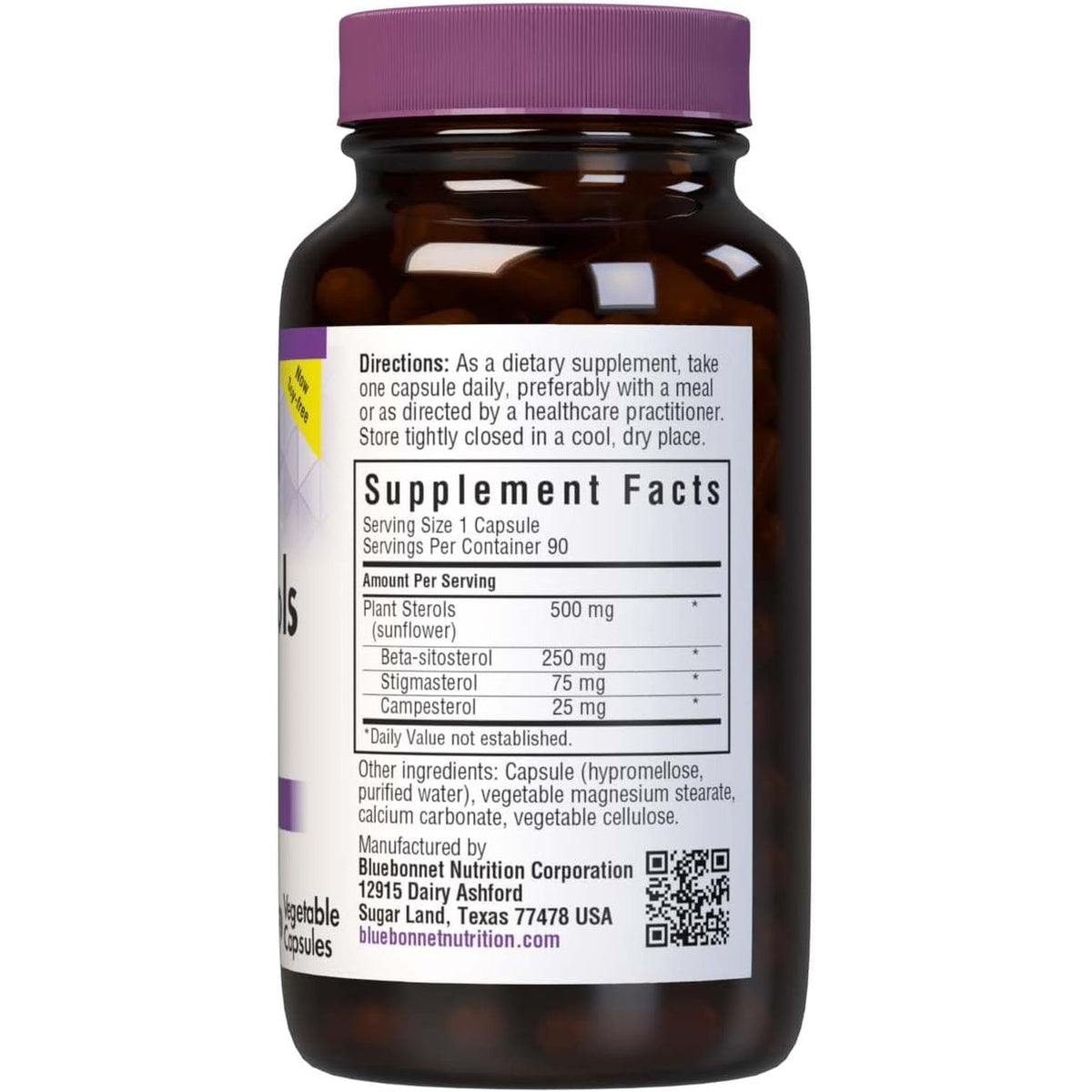 Bluebonnet Nutrition Plant Sterols 500Mg Heart Health Supplement for Men & Women* - Non-Gmo Beta-Sitosterol from Sunflower Oil - Vegan, Gluten-Free - 90 Vegetable Capsules