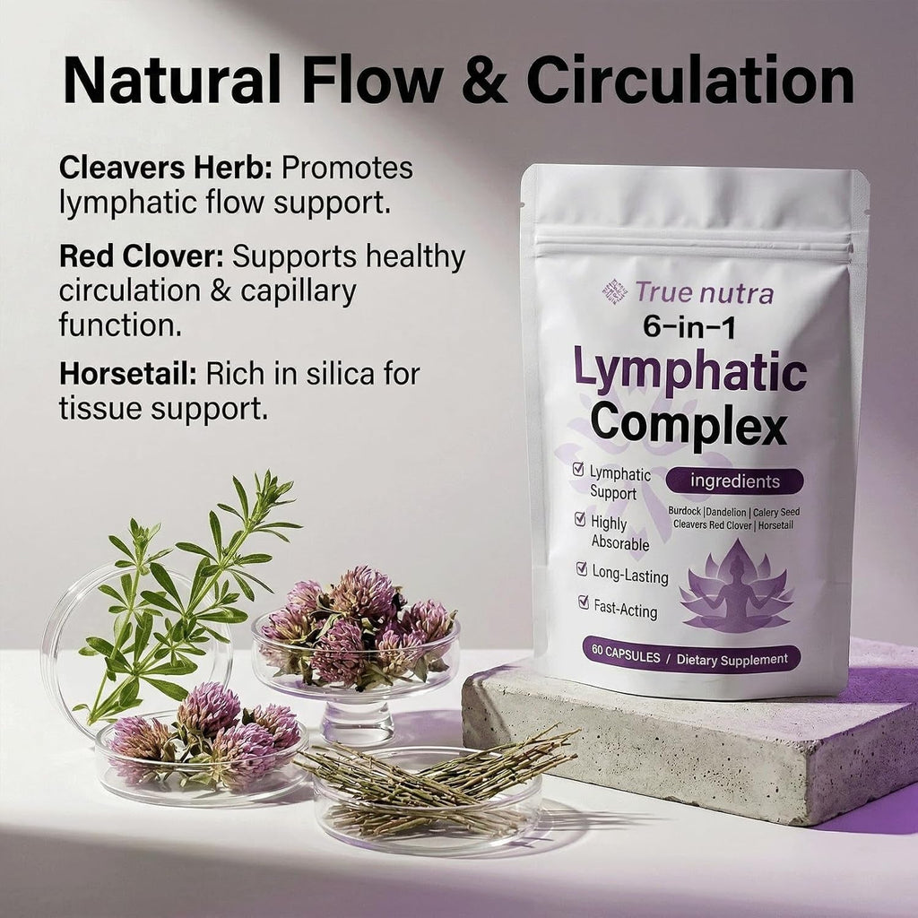 True Nutra Lymphatic Complex,True Nutra Lymphatic Complex 6 in 1,Vegan · Non-Gmo.60 Soft Capsules (1Pcs)
