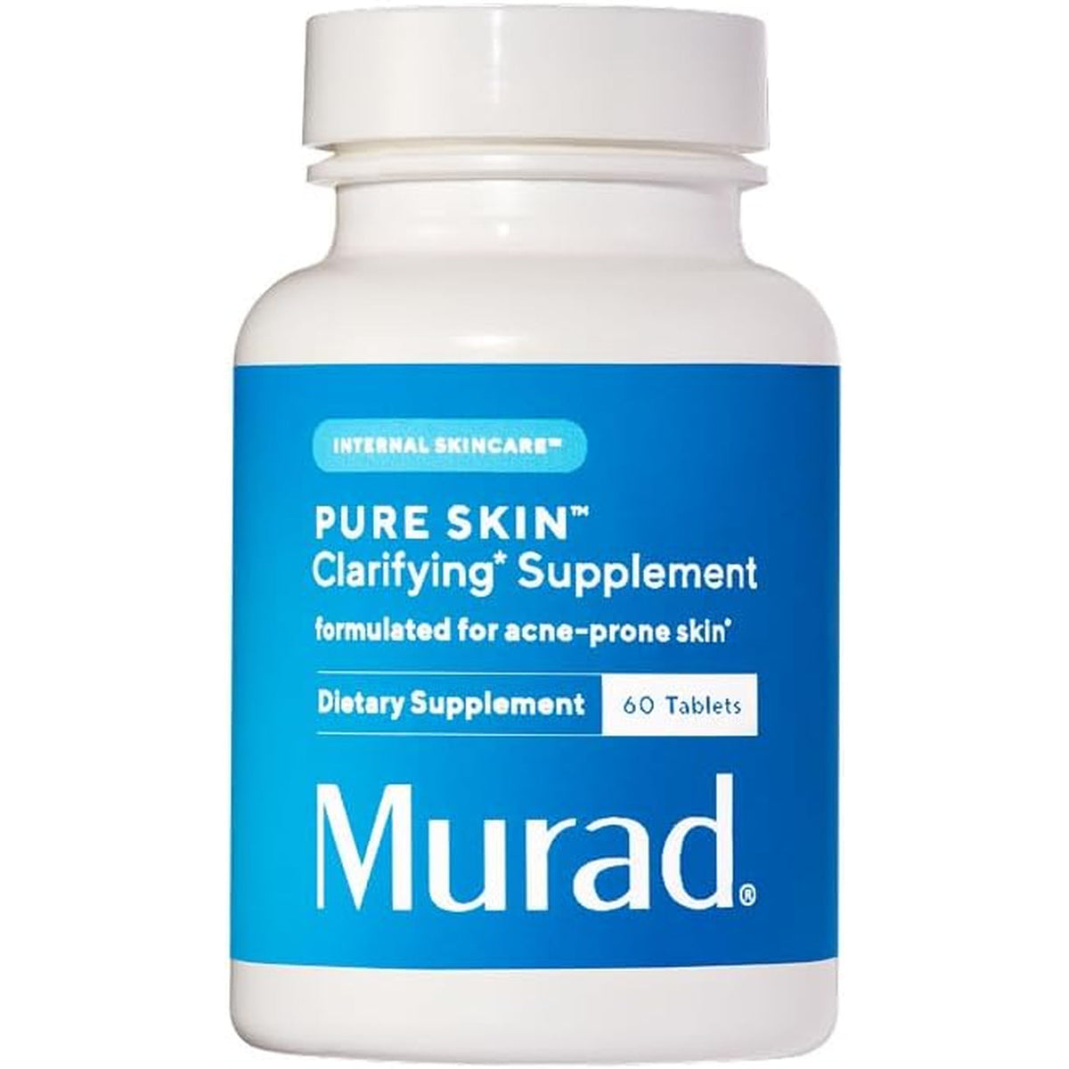 Murad Pure Skin Acne Supplements – 60 Tablets – Clear Skin Support with Blend of Vitamin a & B6, Zinc, Amino Acids, & Burdock Root – Promotes Healthy Skin, Oil Balance, Gut Health & Stress Relief