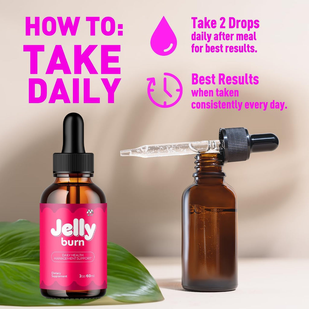 Jelly Burn Drops, Official Jellyburn Drops with All Natural Ingredients, Advanced Health and Wellness Vitamin Supplements Formula, Maximum Strength Active Lifestyle Multivitamin Support (30 Servings)
