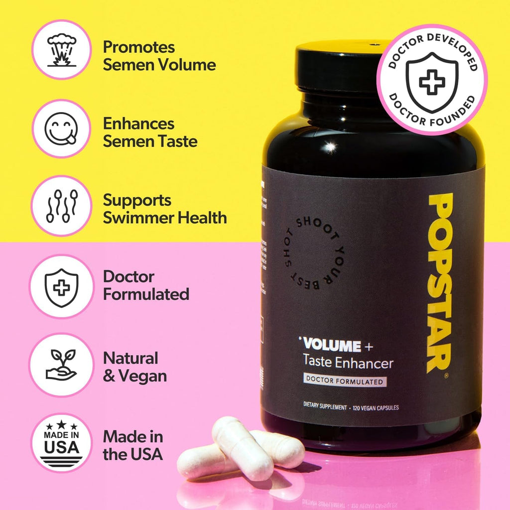 POPSTAR Labs Semen Volume Booster - Men'S Semen Health & Fertility Supplement - Doctor Formulated to Increase Load Volume - Made in USA, Vegan - 120 Capsules (1 Month Supply)