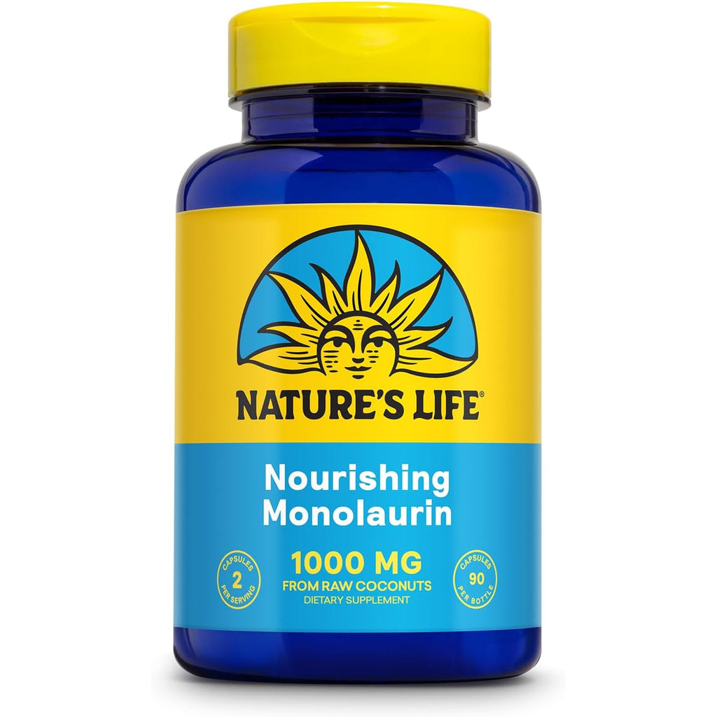 Nature'S Life Monolaurin 1000 Mg, Nourishing Monolaurin from Natural Raw Coconut, Immune Support Supplement, Gut Health, Balanced Gut Flora, 60-Day Guarantee, 45 Servings, 90 Vegetarian Capsules