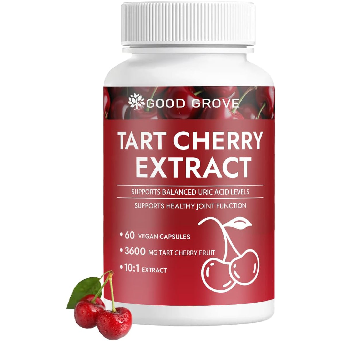 Good Grove Tart Cherry Extract Capsules, Good Grove Tart Cherry Extract, Tart Cherry Capsules, 10:1 Extract, 60 Count
