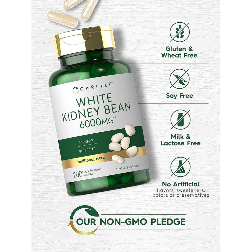 Carlyle White Kidney Bean | 200 Count | Non-Gmo & Gluten Free Extract