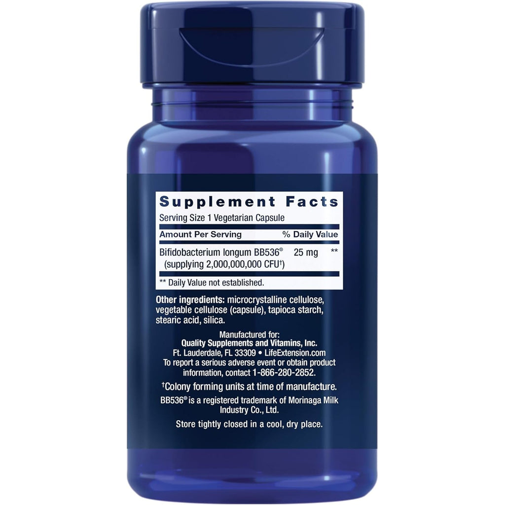 Life Extension Bifido GI Balance, Probiotics, Bifidobacterium Longum BB536® (2 Billion CFU), Support Healthy Gut & Digestive Health, Gluten-Free, Non-Gmo, Vegetarian, 60 Capsules