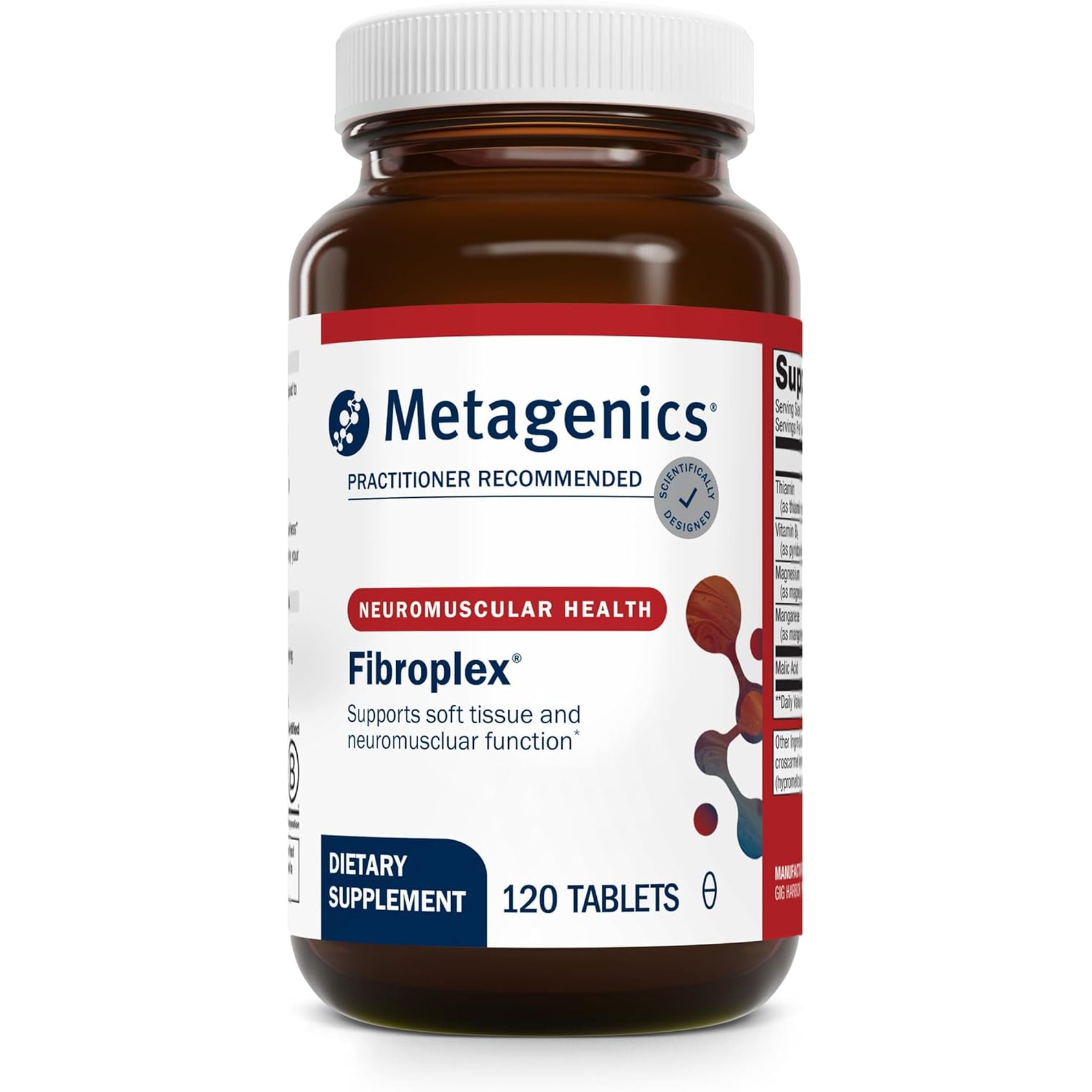 Metagenics Fibroplex - Magnesium, Malic Acid & B Vitamins for Neuromuscular, Bone, Heart & Stress Support* - Chelated Minerals, Non-Gmo, Gluten-Free, Vegetarian - GMP Certified Facility - 120 Tablets