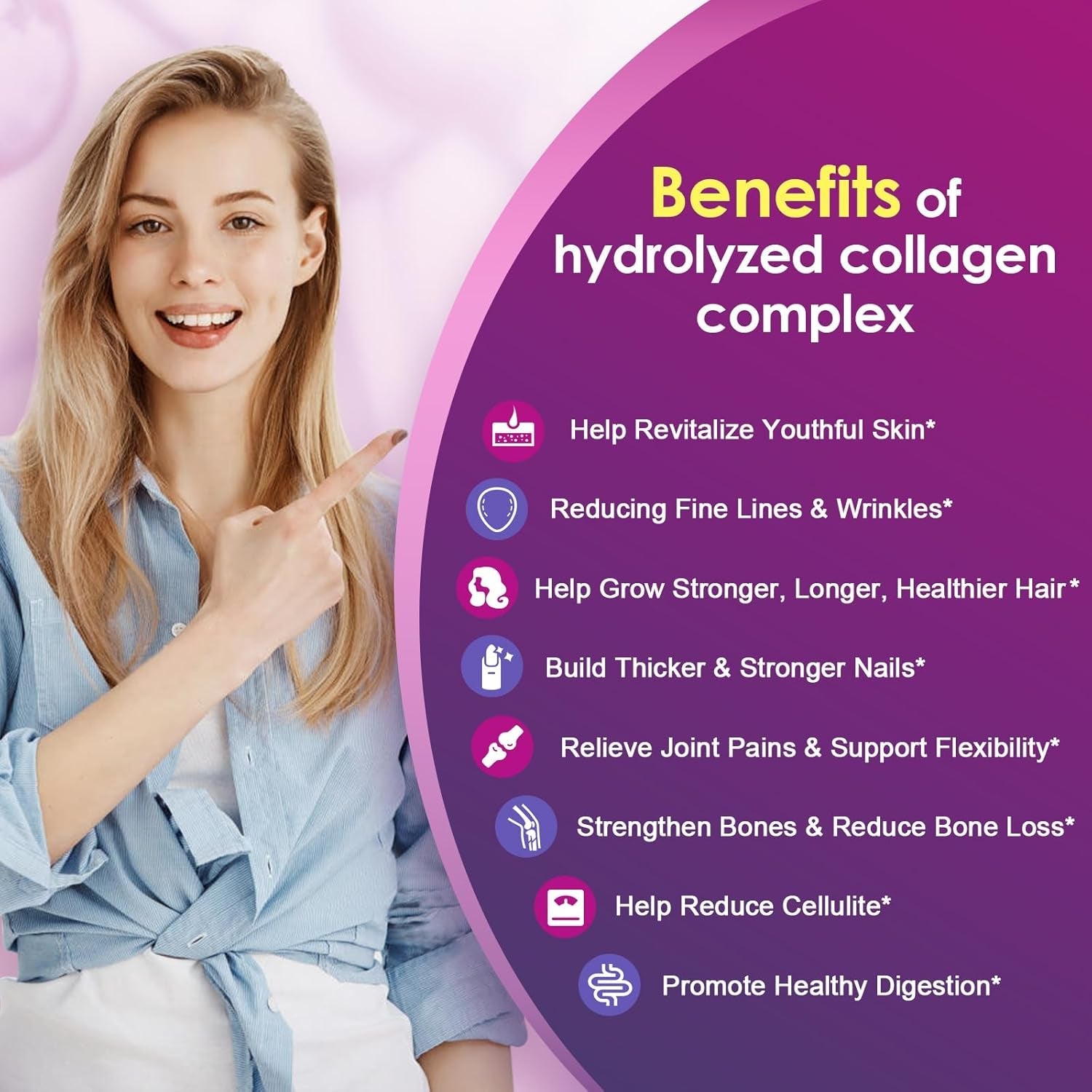 NATURE TARGET Multi Collagen Peptides Powder - Type I, II, III, V, X - Hydrolyzed Collagen Peptides with Vitamin C Hyaluronic Acid, Supports Skin Hair Nail & Joint, Grass-Fed, Non-Gmo, 50 Servings