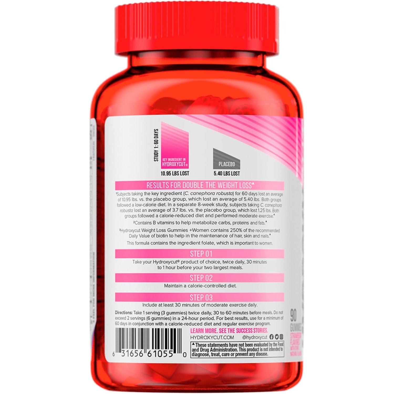 Hydroxycut Gummies +Women, Strawberry - 99% Caffeine Free - Supports Hair, Skin & Nails - Metabolize Carbs, Proteins & Fats