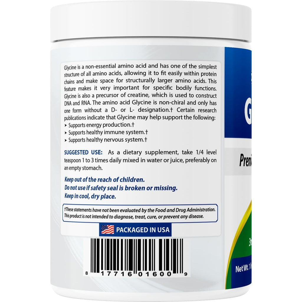 Best Naturals Glycine Powder 1 LB - Neurotransmitter & Relaxation Support