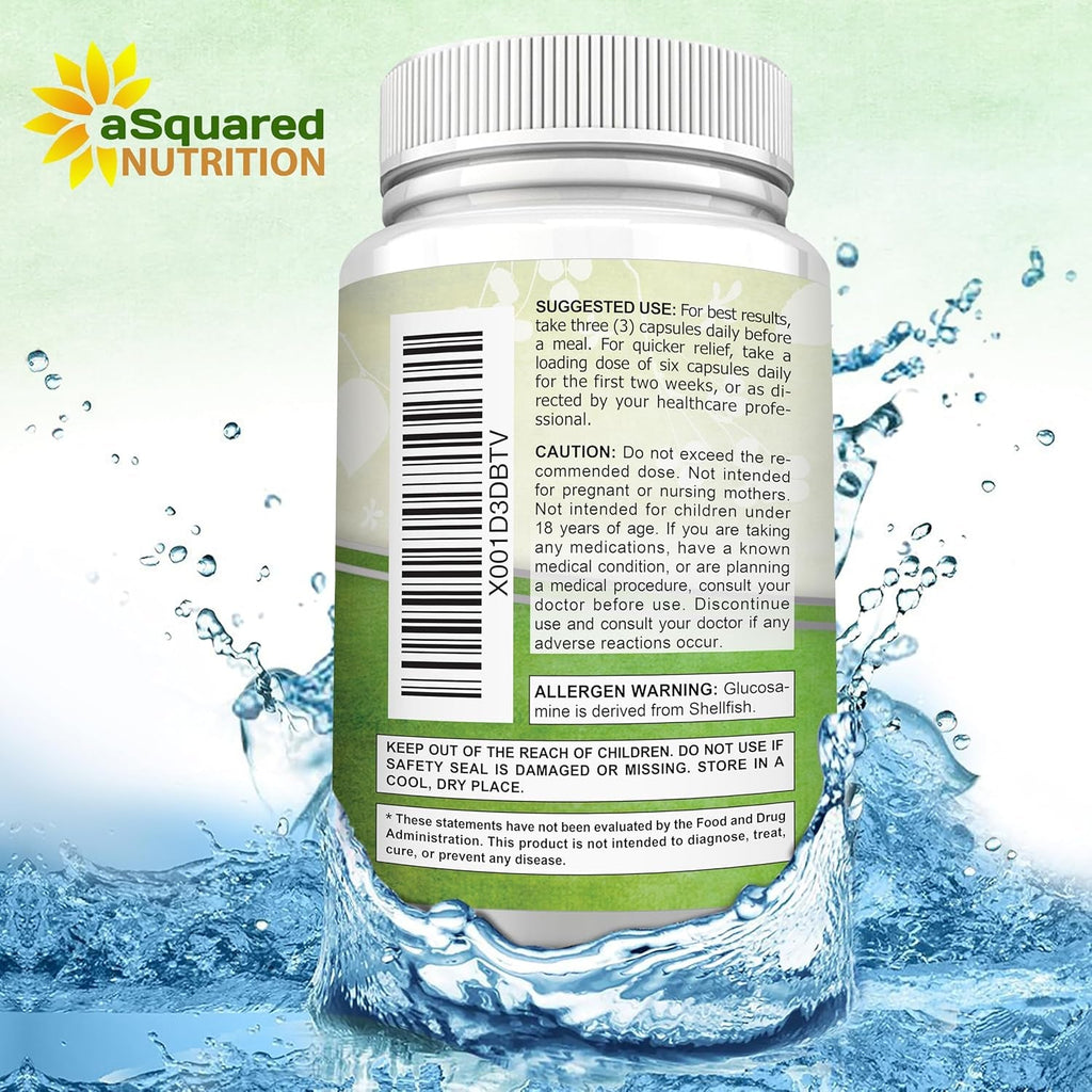 Asquared Nutrition Glucosamine Chondroitin Turmeric MSM Boswellia - 120 Capsules - Joint Support Supplement - Joint Support Relief Pills for Health - Natural Supplement for Back, Knee & Hands