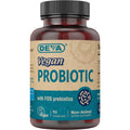 DEVA Vegan Probiotic with FOS Prebiotics Supplement - 2 Billion CFU with 100 MG of Prebiotics per Serving for Men & Women - Non-Dairy Gluten Free - Naturally Shelf Stable - 90 Capsules