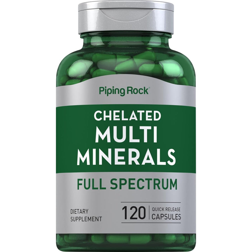Piping Rock Mega Multi Mineral Chelated Supplement | 120 Capsules | for Men and Women | Iron Free | Non-Gmo, Gluten Free