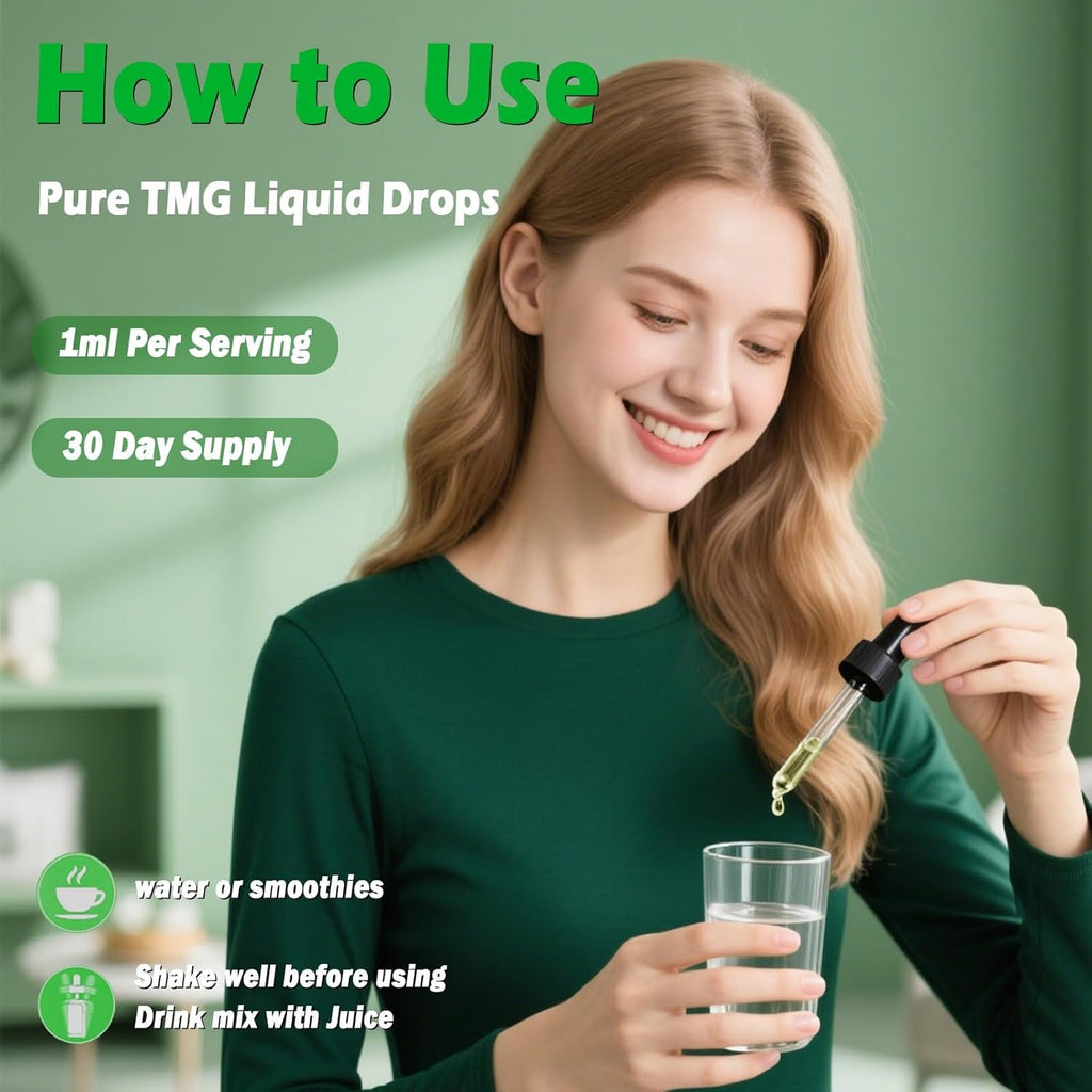TMG Supplements 1000Mg Liquid, Extra Strength Pure TMG Betaine (Trimethylglycine) for Women Men, Support Homocysteine Balance Heart Brain & Liver Health, Vegan, Non-Gmo, Raspberry Flavor, 30 Servings
