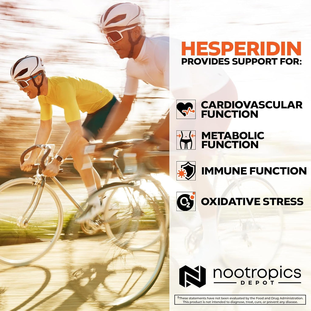 Nootropics Depot Hesperidin Capsules | 500Mg | 60 Count | 90% Citrus Extract | Supports Metabolic Function + Cardiovascular Health