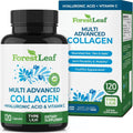 Forestleaf Multi Collagen Pills with Hyaluronic Acid + Vitamin C | Hydrolyzed Collagen Supplements for Women or Men | Multi Collagen Capsules Peptides for Skin, Wrinkles, 120 Caps