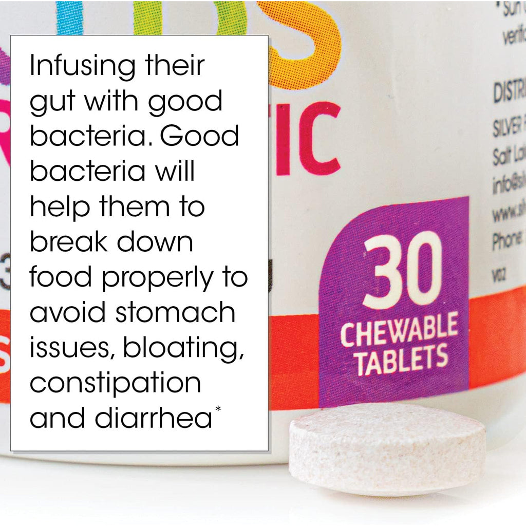 Silver Fern Brand Kids Ultimate Probiotic - 1 Bottle - 30 Chewable Tablets - Sugar & Gluten Free - Children'S Dietary Supplement - DNA & Survivability Verified - Digestive & Immune Support