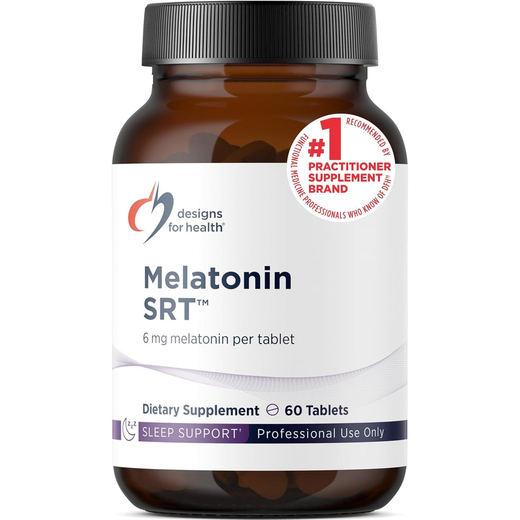 Designs for Health Time Release Melatonin SRT - Melatonin Supplement for Sleep - Sleep Supplement for Adults, 6Mg per Tablet - Vegan + Non-Gmo (60 Tablets)