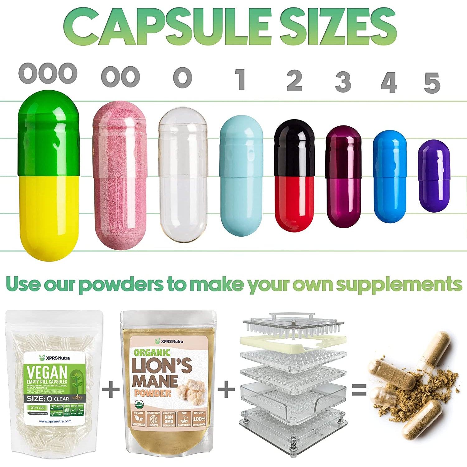 XPRS Nutra Size 3 Empty Capsules - 1000 Count Empty Gelatin Capsules - Pills DIY Capsule Filling - Clear Pure Bovine Pill Gel Cap Fillable for Do-It-Yourself Vitamins and Supplements