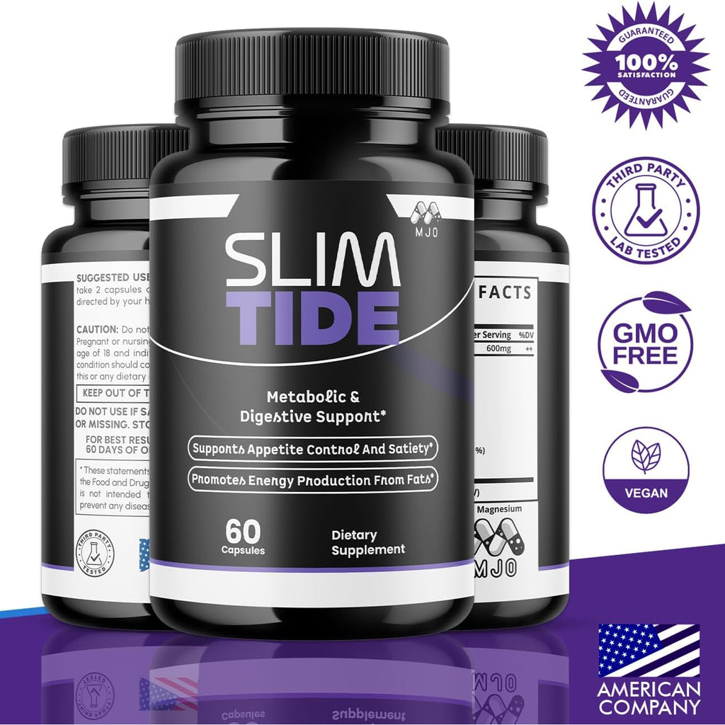 Slim Tide Capsules, Official Slimtide Weight Management Pills with All Natural Ingredients, Advanced Formula Health & Wellness Supplement with Maximum Strength Active Lifestyle Vitamins (60 Capsules)