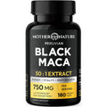 Black Maca Root 50:1 750Mg – 180 Capsules Organic Peruvian Maca Peruana Supplement for Men | High Potency Energy, Mood & Performance Support | Vegan, Non-Gmo