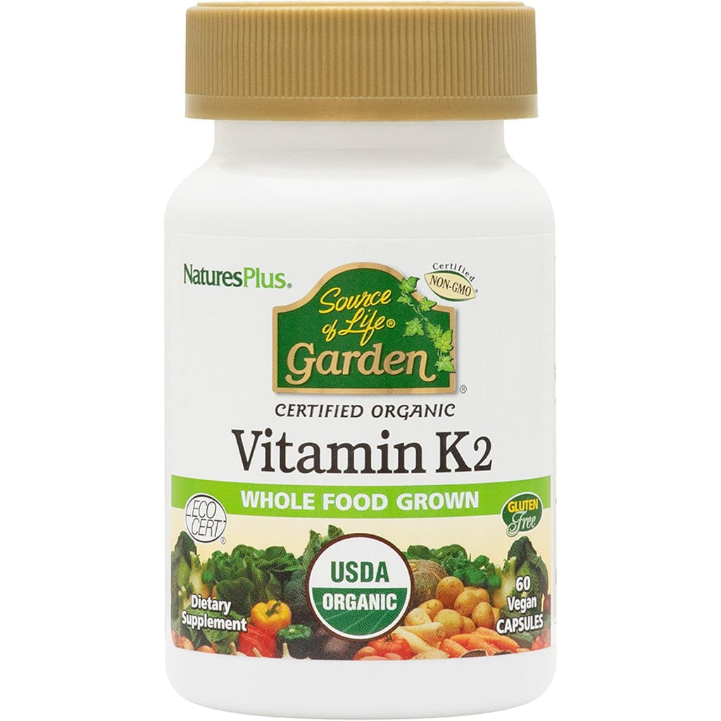 Naturesplus Source of Life Garden Vitamin K2 - 60 Capsules, Pack of 2 - Supports Healthy Bones - USDA Certified Organic, Non-Gmo, Vegan, Gluten Free - 120 Total Servings