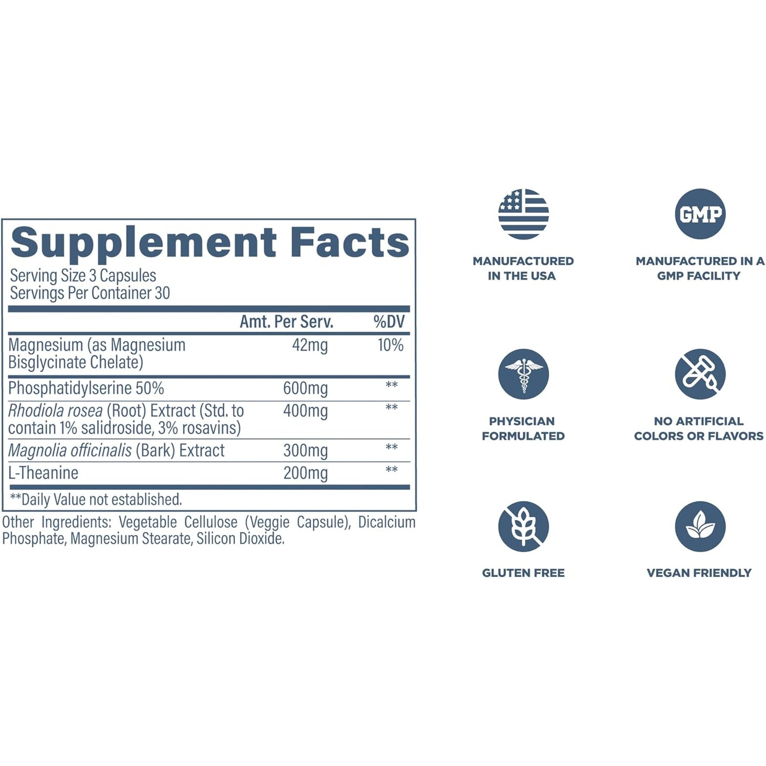 Revive MD Cortisol Manager, 90 Vegetarian Capsules - Cortisol Supplement W/Magnesium & L-Theanine Support Health, Focus, Energy, Fatigue, & Adrenal Gland Function - Vegan & Gluten-Free (30 Servings)