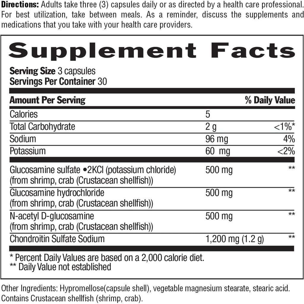 Country Life Glucosamine Chondroitin 1500Mg/1200Mg - Supports Joint Health & Lubrication - Maintains Healthy Cartilage, Tendon, Joint Tissue - Gluten Free, Non-Gmo - 90 Capsules - for Adults