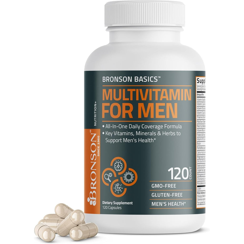 Bronson Multivitamin for Men All-In-One Daily Coverage Formula Key Vitamins, Minerals & Herbs to Support Men'S Health, 120 Capsules