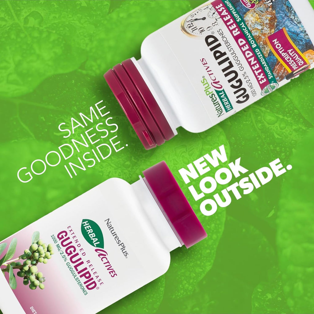 Naturesplus Herbal Actives Gugulipid, Extended Release- 1000 Mg, 2.5% Guggulsterones - 30 Vegan Tablets - Ayurvedic Botanical Supplement - Vegetarian, Gluten-Free - 30 Servings