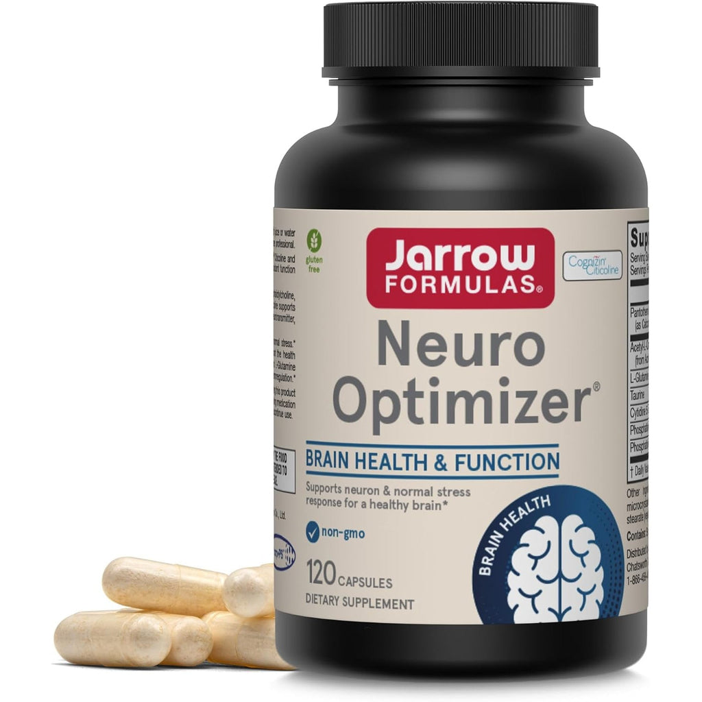 Jarrow Formulas Neuro Optimizer with 7 Neuro-Nutrient Ingredients, Dietary Supplement for Brain Health, Function, and Antioxidant Support, 120 Capsules, 30 Day Supply