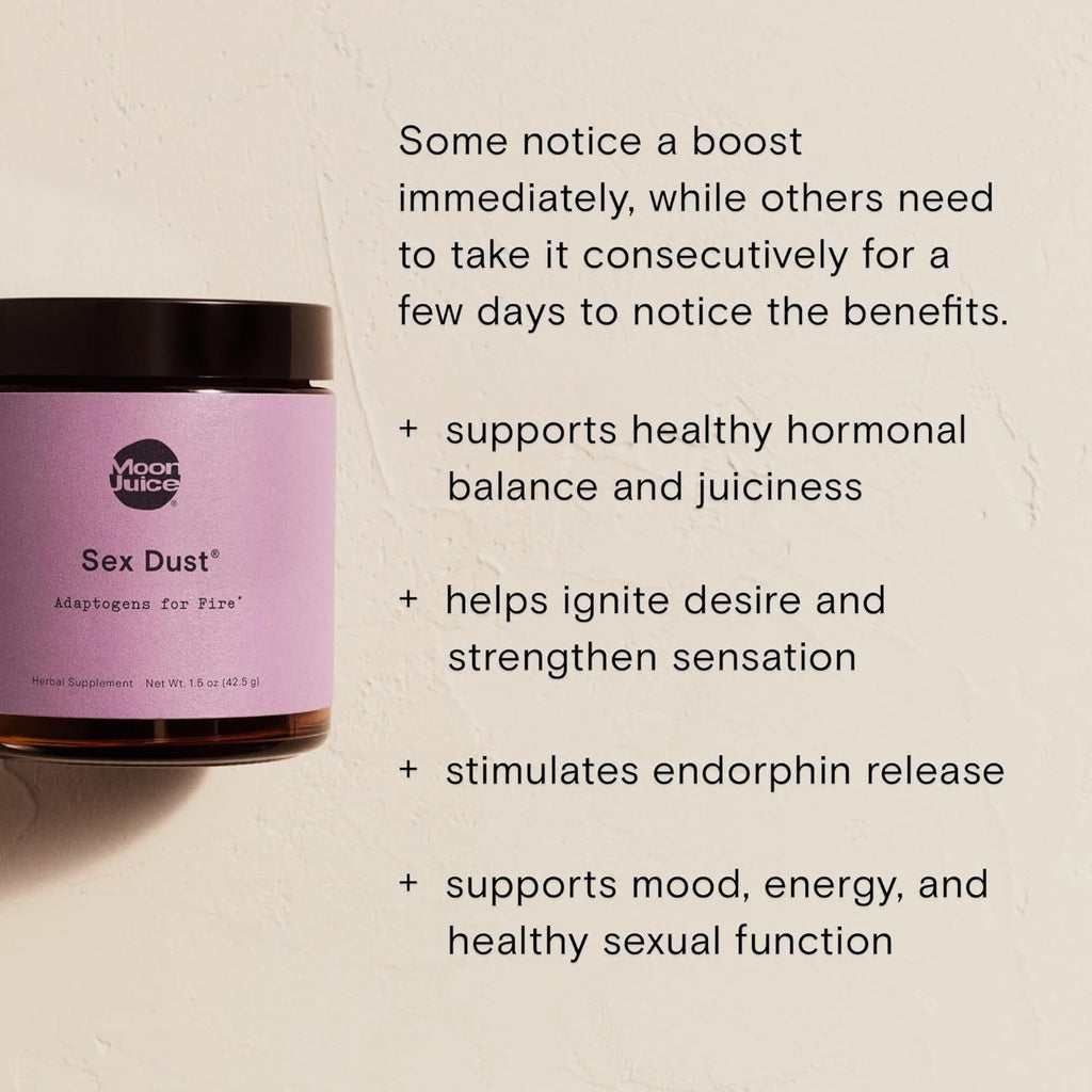 Moon Juice Sex Dust - Adaptogenic Libido Booster for Women - Maca Root Powder, Shatavari & Epimedium (Horny Goat Weed) for Hormone Balance, Mood & Creative Energy - Sugar & Caffeine-Free, 14 Servings